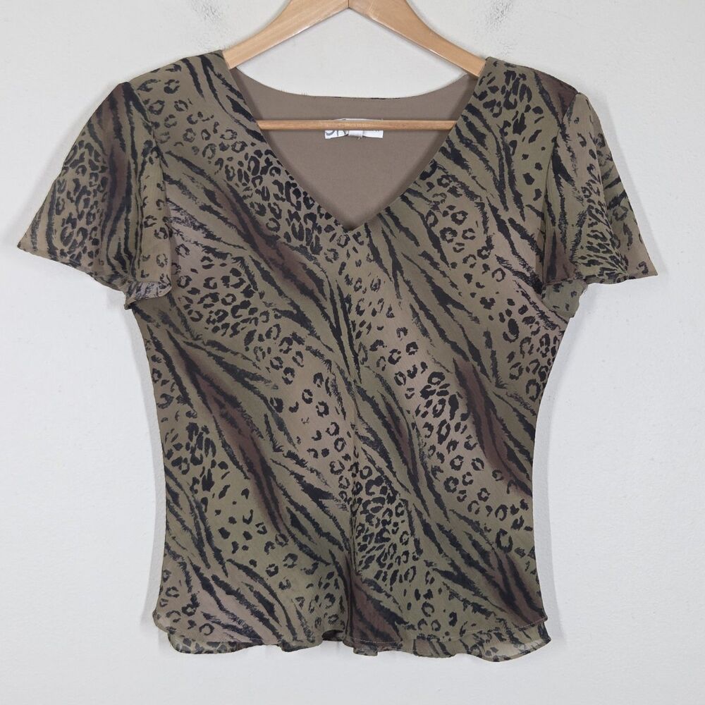 Vtg 90s Dressbarn Animal Print Top Layered Fairy Grunge Boho Festival 8